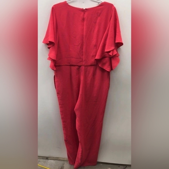 Chicos Ruffle Sleeve Coral Jumpsuit Size 2 (US 12/14 L ) NWT MSRP $159 - Picture 5 of 8
